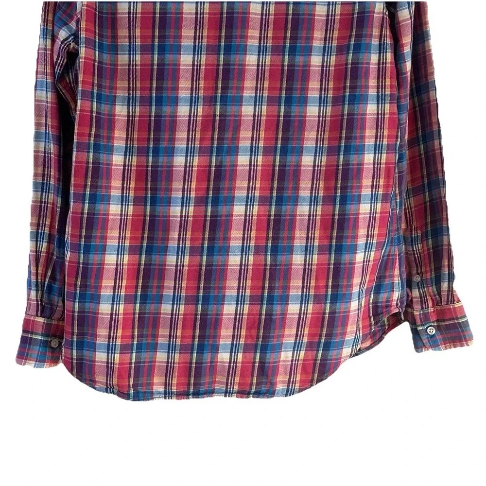 Ralph Lauren Shirt Colorful Pink Plaid Pony‎ Button Up Soft LS Boys Youth Sz 12